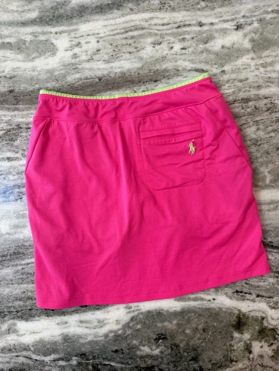 Polo Ralph Lauren Hot Pink Golf Skirt with Lime Green Trim - Picture 1 of 7